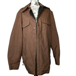 Sears Vtg 90s Canvas Chore Field Barn Coat Snap Faux Fur Lined Mens 42 Tall A057